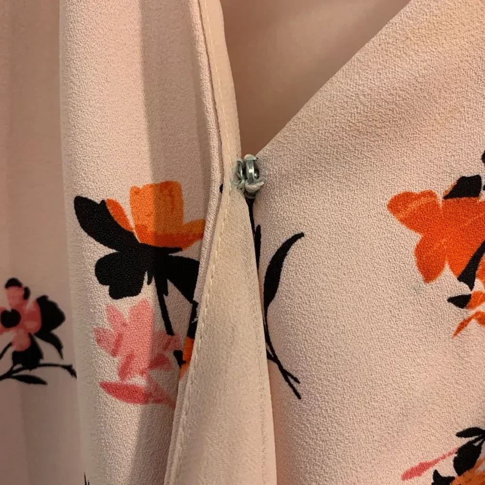 Ann Taylor Pink/Peach  Puff Sleeve Wrap Blouse - Picture 6 of 10